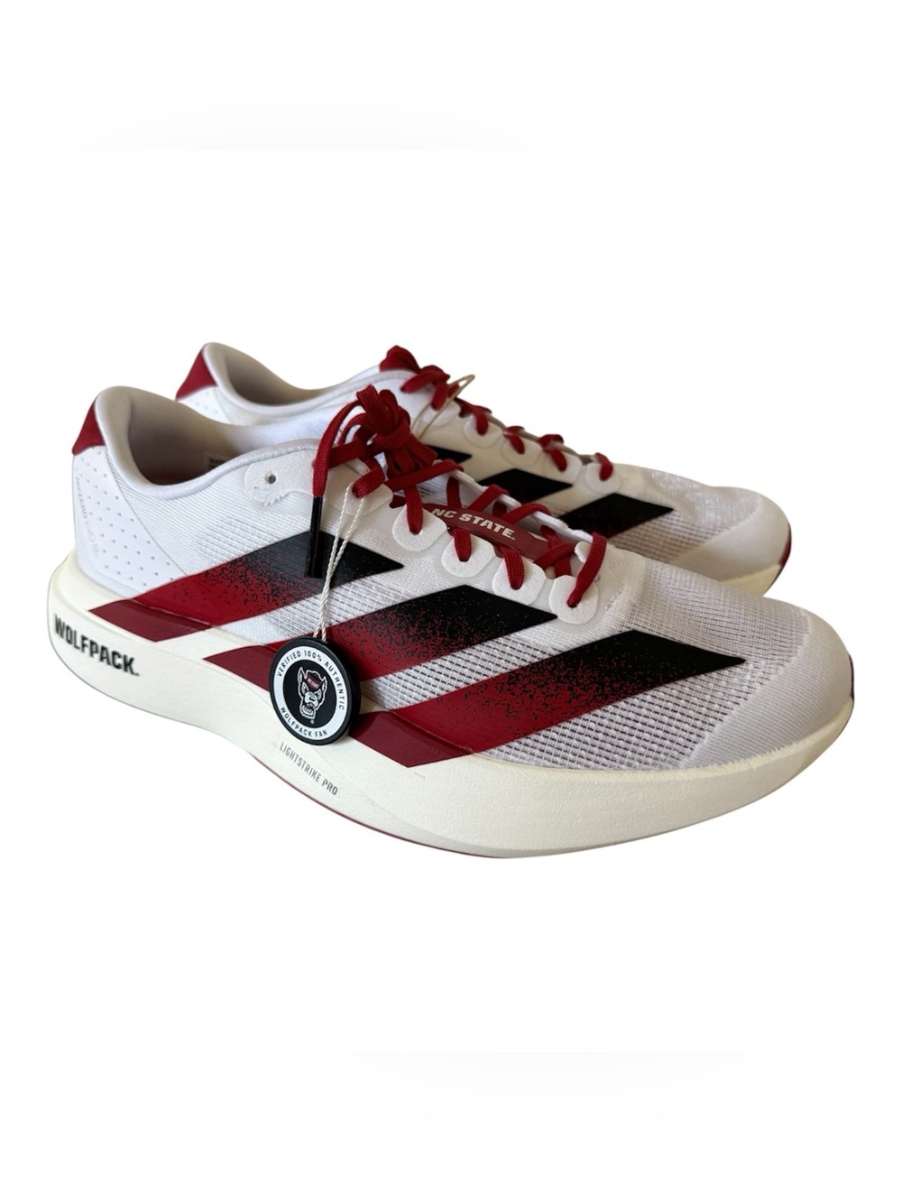 Adidas Adizero Evo SL NC State White Red Running Wolfpack JQ4571 Men's 9 New